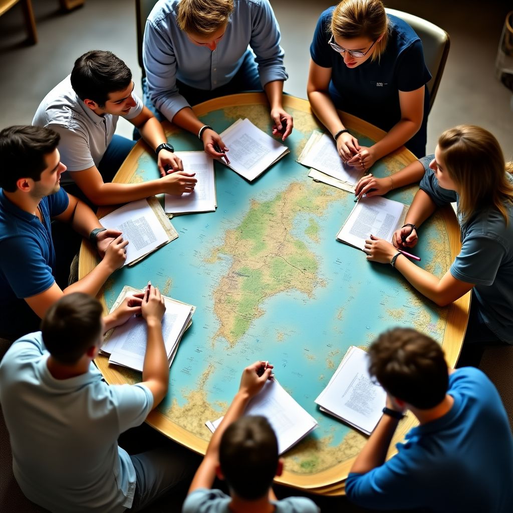 Reunión del equipo planificando nuevas rutas