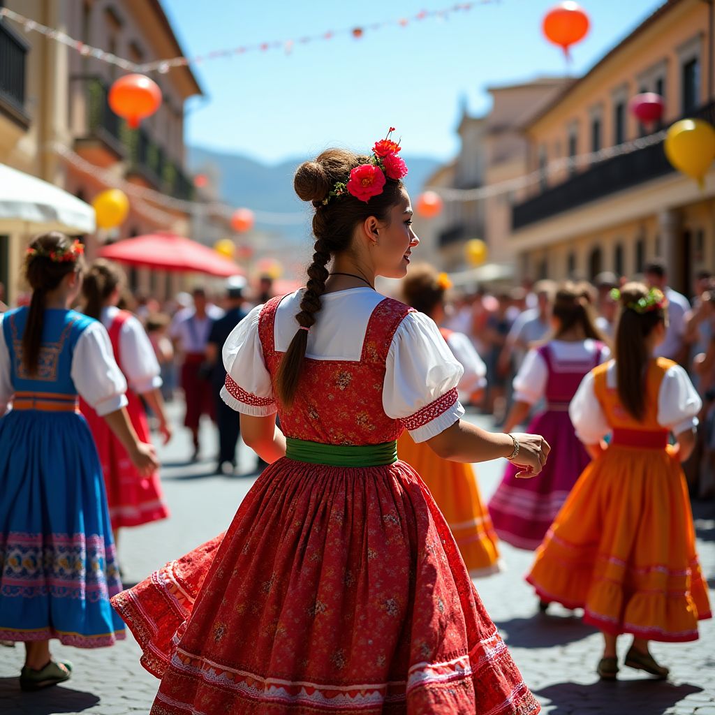 Festival tradicional en un pueblo de Extremadura