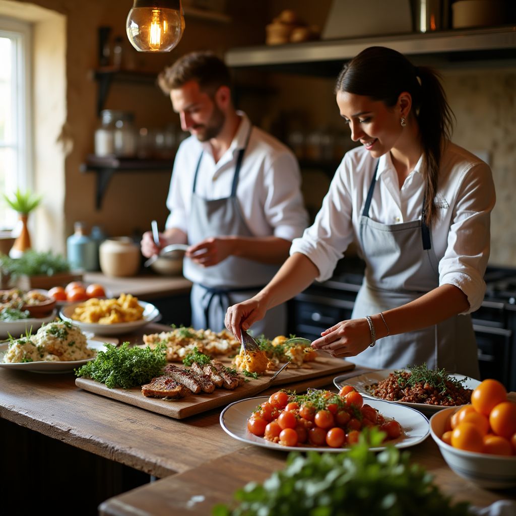 Preparación de comida tradicional con ingredientes locales