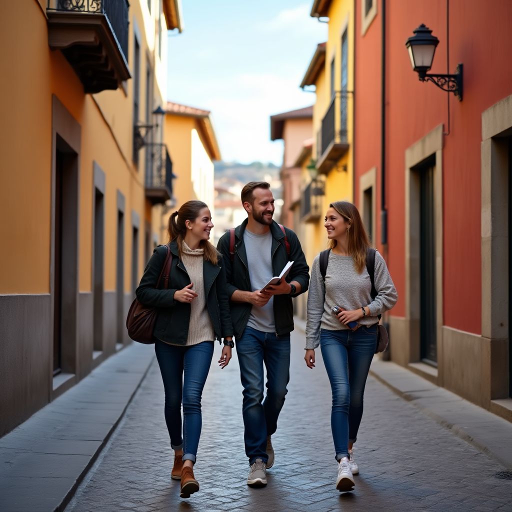 Equipo de Hidden Spain explorando un pueblo medieval