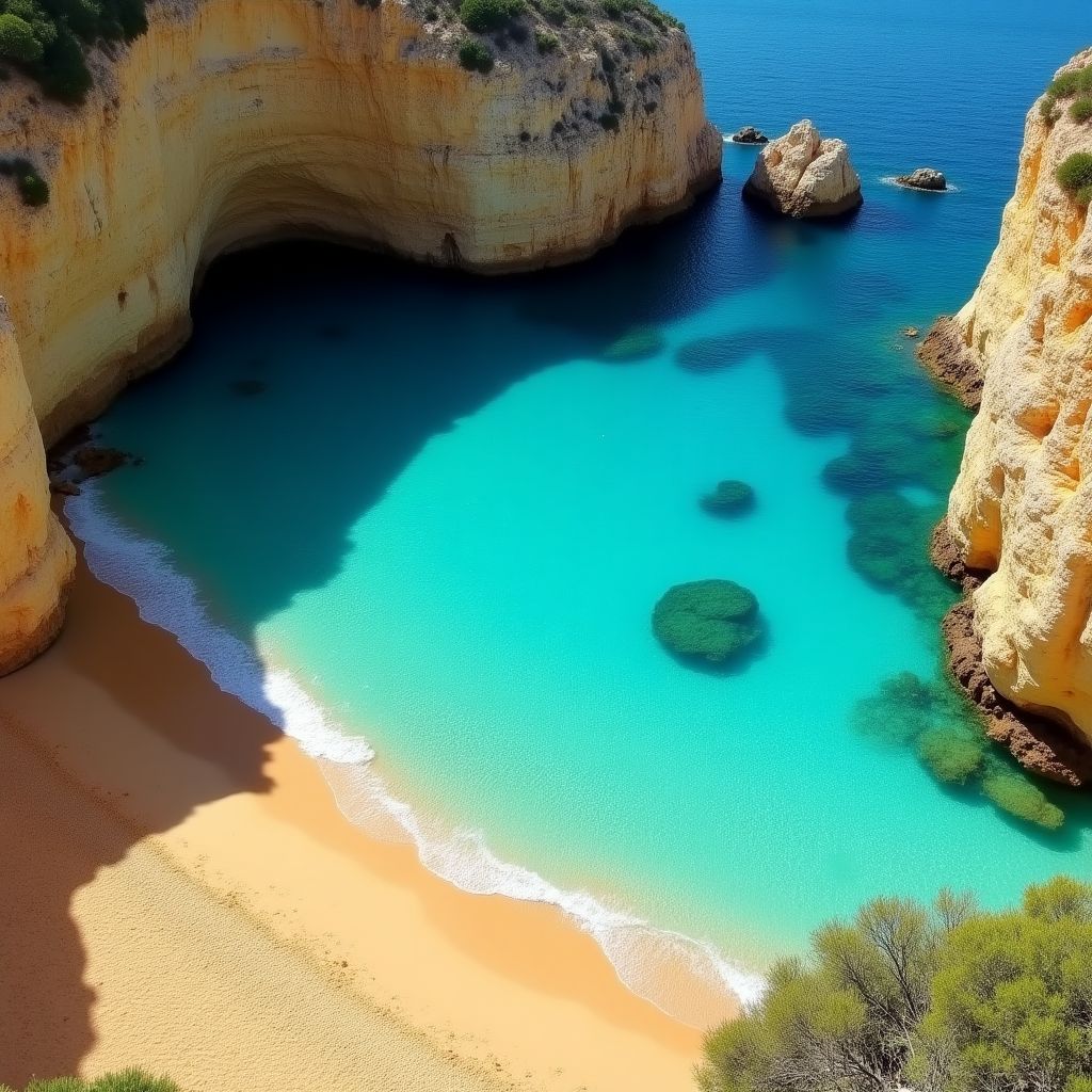 Playa escondida en la costa española